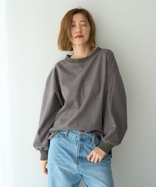 YECCA VECCA フェイクスエードデザインステッチプルオーバー