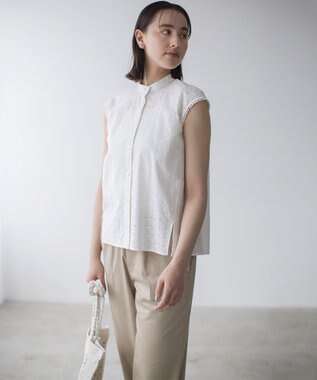 組曲 L エンブロイダリーレースノースリーブ ブラウス アイボリー系