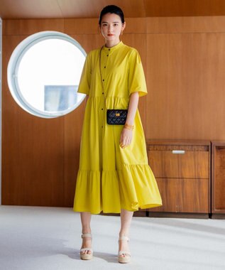 組曲 【弱撥水機能・UVケア】ライトナイロンストレッチ ワンピース イエロー系