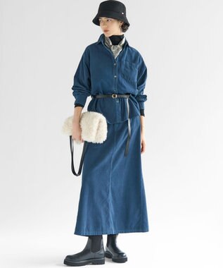 23区 【見上愛さん着用/Oggi11月号掲載】コットン コーデュロイ シャツ ダルブルー系