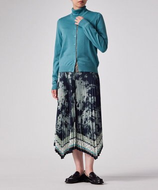 Paul Smith ドレープウール ストライプ タートルネック ニット グレイッシュブルー