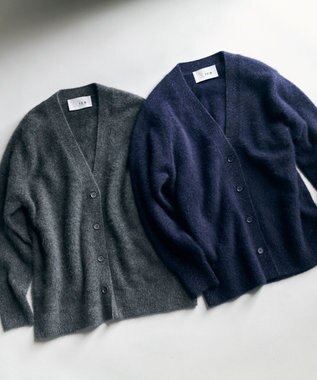 ICB L 【30th ANNIVERSARY】ルレックスフォックスアルパカ Vネックカーディガン ミディアムグレー