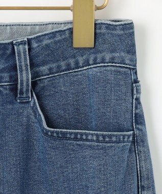 組曲 ライトデニム ベルト付きストレートパンツ インディゴネイビー系