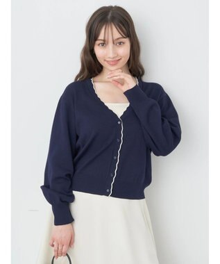 earth music&ecology ちびスカラップカーディガン Navy