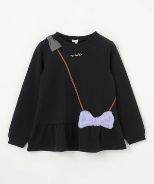 ANY KIDS 裏シャギーポシェットトレーナー ブラック×リボン