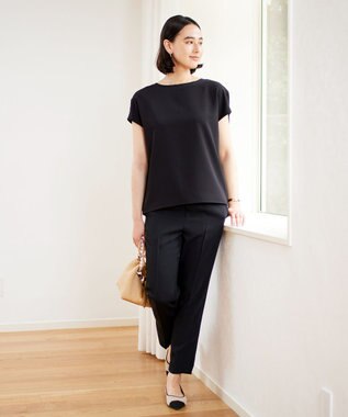 UNFILO 【接触冷感/吸水速乾】サマーセットアップ ブラウス ブラック系