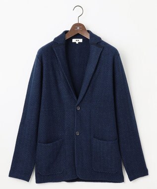 JOSEPH ABBOUD 【軽量/イージーケア】 KARL KARL×モール使用　軽量ニットジャケット ブルー系