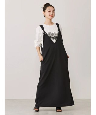 AMERICAN HOLIC 両ＶネックＩラインワンピース Black