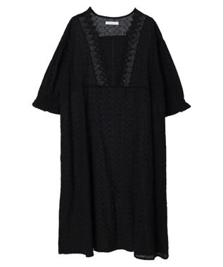 Green Parks Ｉ　胸元レース７分袖ワンピース Black