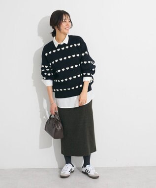 Green Parks ・ｓｗｉｎｇ　ｂｙ　ハートクルーネックニット Black