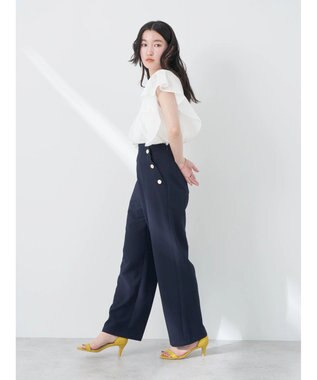 earth music&ecology コットンボイルフリルブラウス Off White