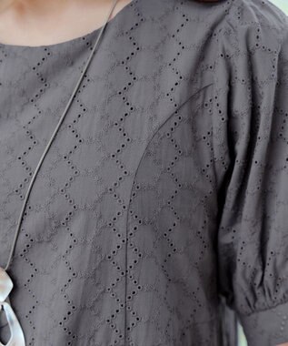 Tiaclasse L 【洗える】パンチングレースAラインワンピース グレー