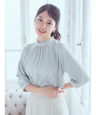 earth music&ecology ２ｗａｙフリル７分袖ブラウス Mint