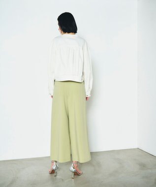 GRACE CONTINENTAL ツータックベルトワイドパンツ ライトグリーン