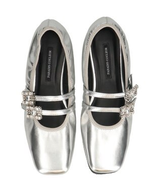 Bridget Birkin 【PARADIS COULEUR】ビジューバックルダブルストラップバレエ シルバー