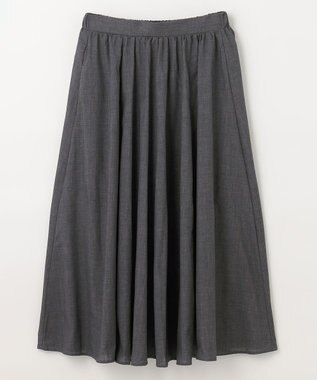 ANY L 【ウエストゴム/ポケット付】シャンブレーライク フレアスカート チャコールグレー
