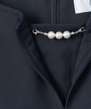 J.PRESS LADIES L 【洗える】T/Rウォッシャブルギャバ パール釦 ワンピース ネイビー系
