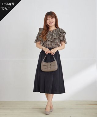 Tiaclasse パニエ付きフレアスカート ブラック