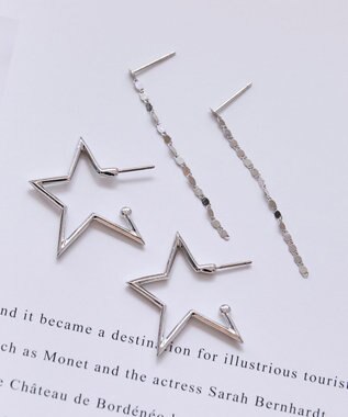 Phoebe 〈金属アレルギー対応〉グリッターエクレアロングピアス　シルバー/ニッケルフリー シルバー