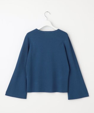 自由区 【セットアップ対応・洗える】レーヨンストレッチフレアスリーブ ニット リッツブルー系