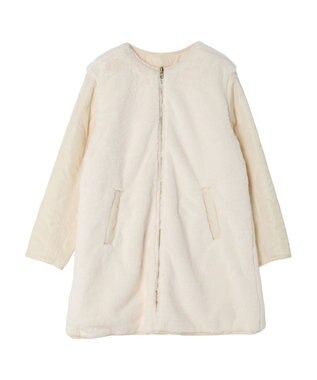 earth music&ecology ファー＆キルティングリバーシブルコート Ivory
