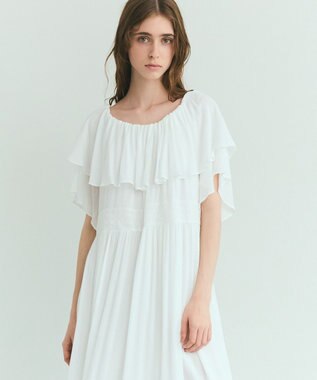 GRACE CONTINENTAL ラッフルレース切替マキシ ホワイト