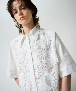 GRACE CONTINENTAL ケミカルフラワードレスシャツ ホワイト