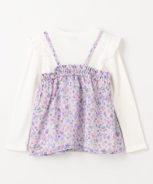 ANY KIDS 花柄キャミセット 長袖 Tシャツ ホワイト×ラベンダー系花柄