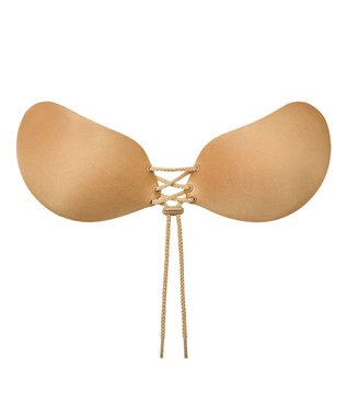 BRADELIS New York 【NuBra / 谷間・ハーフカップ・着用簡単】 ヌーブラ・シームレス レースアップ 公式 モカ