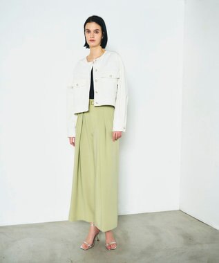 GRACE CONTINENTAL ツータックベルトワイドパンツ ライトグリーン
