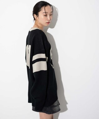 WEGO 【ユニセックス着用ITEM】ジャガードスリーブラインプルオーバー ブラック