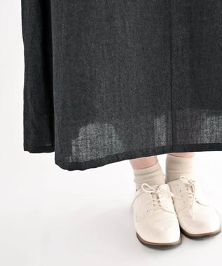 muuc 〈軽やかな尾州産リネンウール〉スカート  　ロングシーズン 秋冬春 後ろウエストゴム有り セットアップ可能 裏地有り ブラック