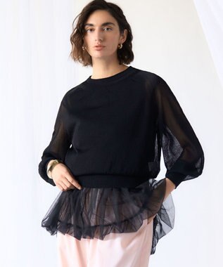 23区 【GOLD LABEL】アセテートナイロンホールガーメント ニット ブラック系