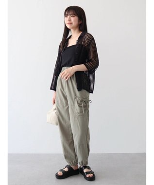 Green Parks メッシュ編み襟付きカーディガン Black