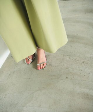 GRACE CONTINENTAL ツータックベルトワイドパンツ ライトグリーン