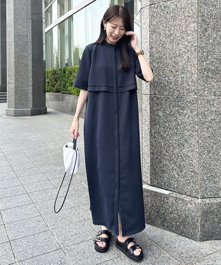 ICB 【ASUMI・MANAMIコラボ 丈が選べる】ハシゴレースシャツワンピース ネイビー系