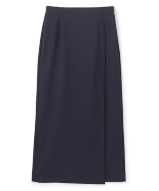 UNFILO ウールライク Iラインスカート ネイビー