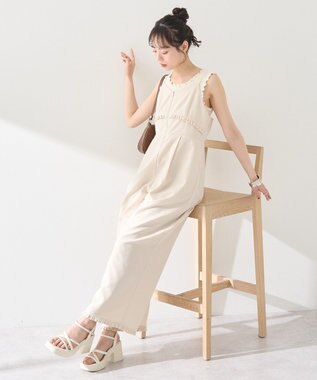 earth music&ecology ミニフリルフロントジップロンパース Ivory