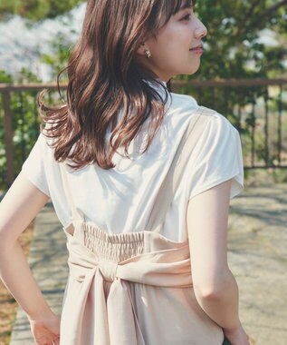 Feroux 【UVケア】スタンドネックフレンチスリーブ Tシャツ ホワイト系