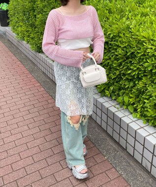 WEGO ラメショートニットプルオーバー ピンク