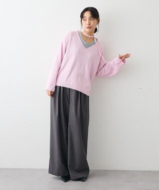 CRAFT STANDARD BOUTIQUE ファンシーヤーンVネックプルオーバー Pink