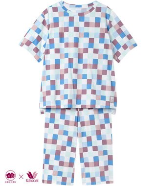 ワコール／睡眠科学 パジャマ 綿100%(本体) 天竺素材 5分袖 半袖 7分丈 レディース YDT153 睡眠科学／ワコール ブルー