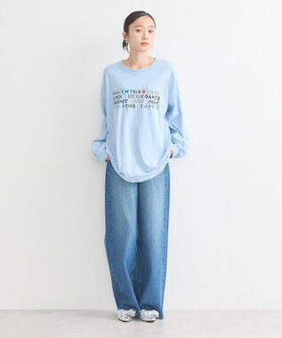 earth music&ecology いいことワードロゴＴシャツ Blue