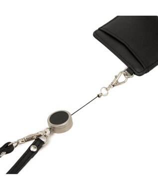 CLATHAS ワッフル リール付きパスケース ブラック