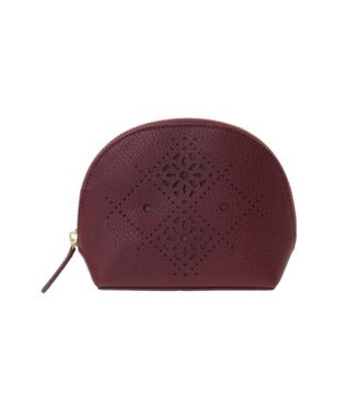 genten アーガイルカットワーク ポーチ ワイン