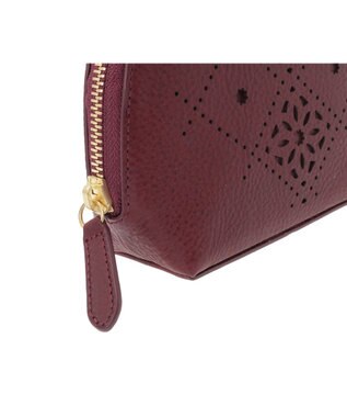 genten アーガイルカットワーク ポーチ ワイン