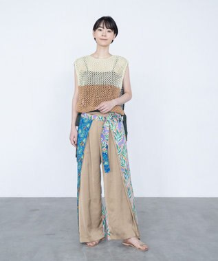 COQ STRATA 和紙ショート丈ベスト ベージュ