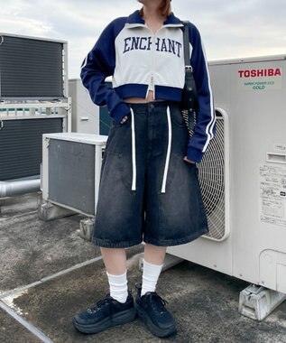 WEGO グラフィックショートトラックジャケット ネイビー