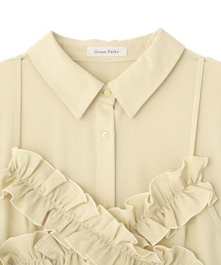 Green Parks ＳＥＴ２点フリルビスチェ＋シャツワンピース Light Khaki