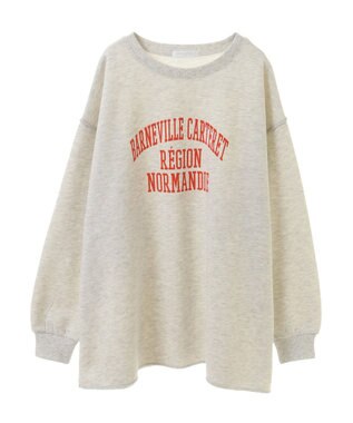 Green Parks 裏起毛配色ステッチロゴチュニック Oatmeal